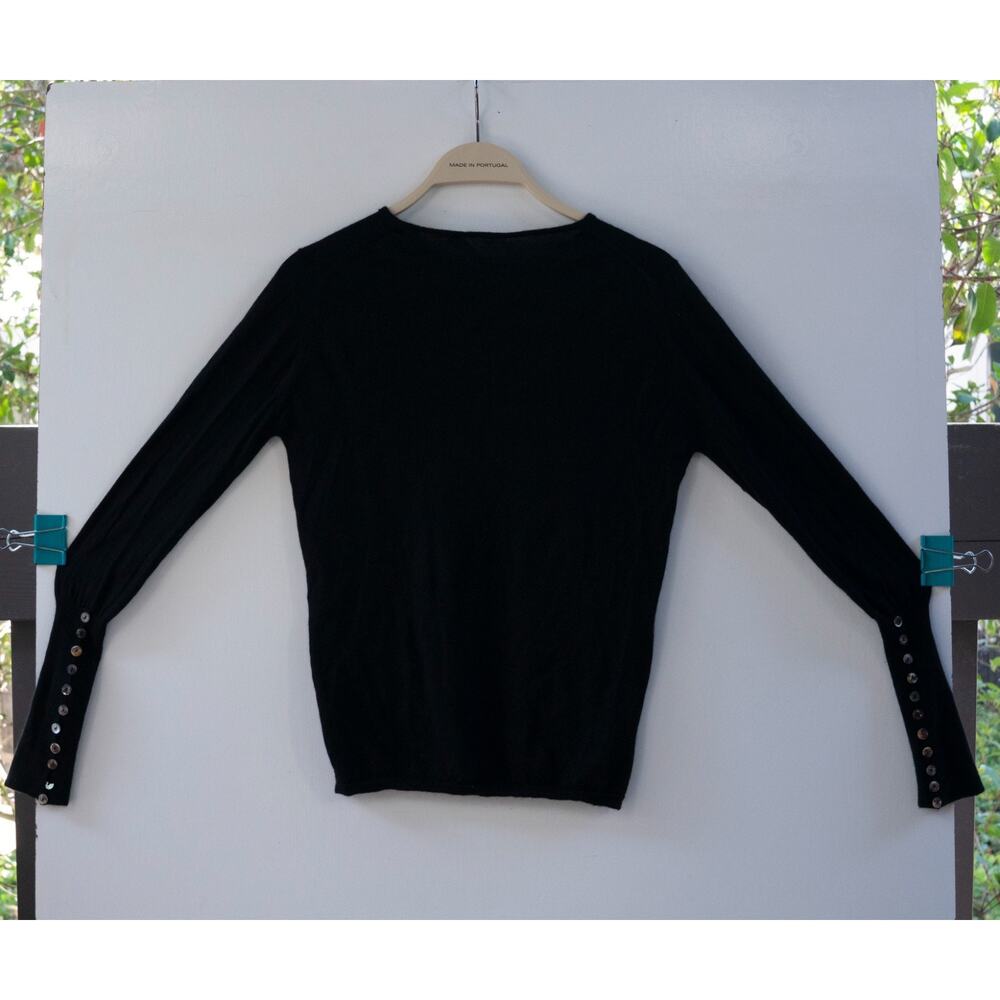 Bamford England Cashmere Black Sweater with‎ Side Button Details Size Small